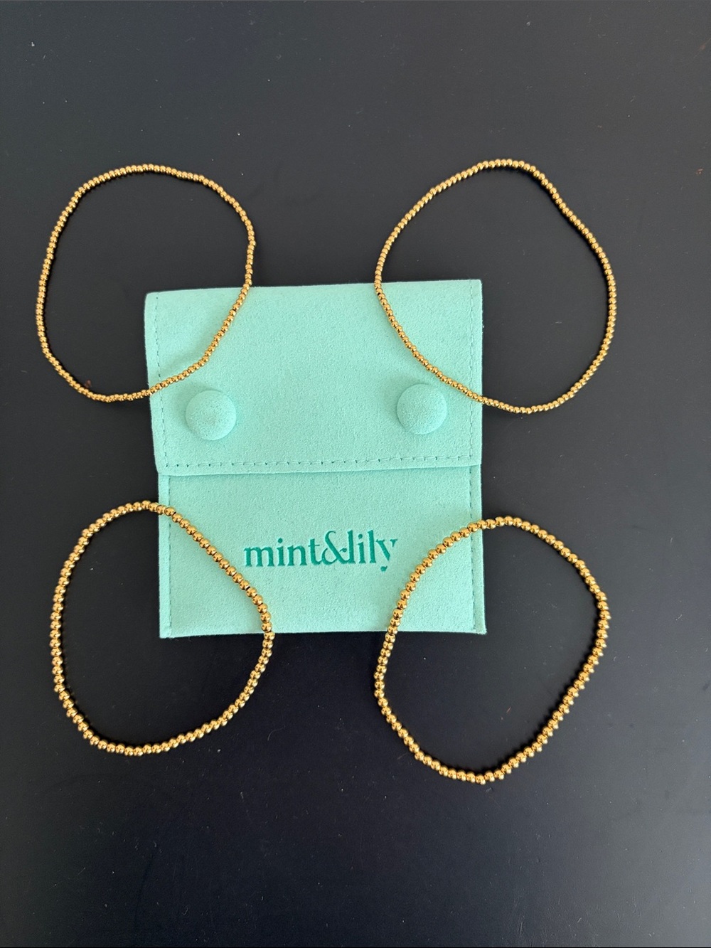 Mint & Lily Gold Multi-Strand (4) Beaded Bracelets size 7 inches - Picture 2 of 3